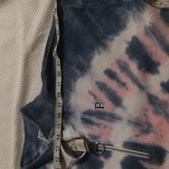 VS VICTORIAS SECRET PINK PREMIUM  QUARTER ZIP SWEATER JACKET TIE DYE Sz L - Picture 6 of 8